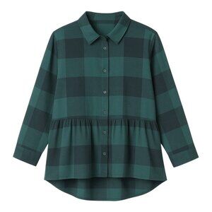 AMERICAN EAGLE Plaid Peplum Button Down Flannel Shirt - Size Medium